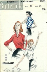 7863 50S EZ TAILORED BUTTON BLOUSE SLVS OR NOT PATTERN 14 34